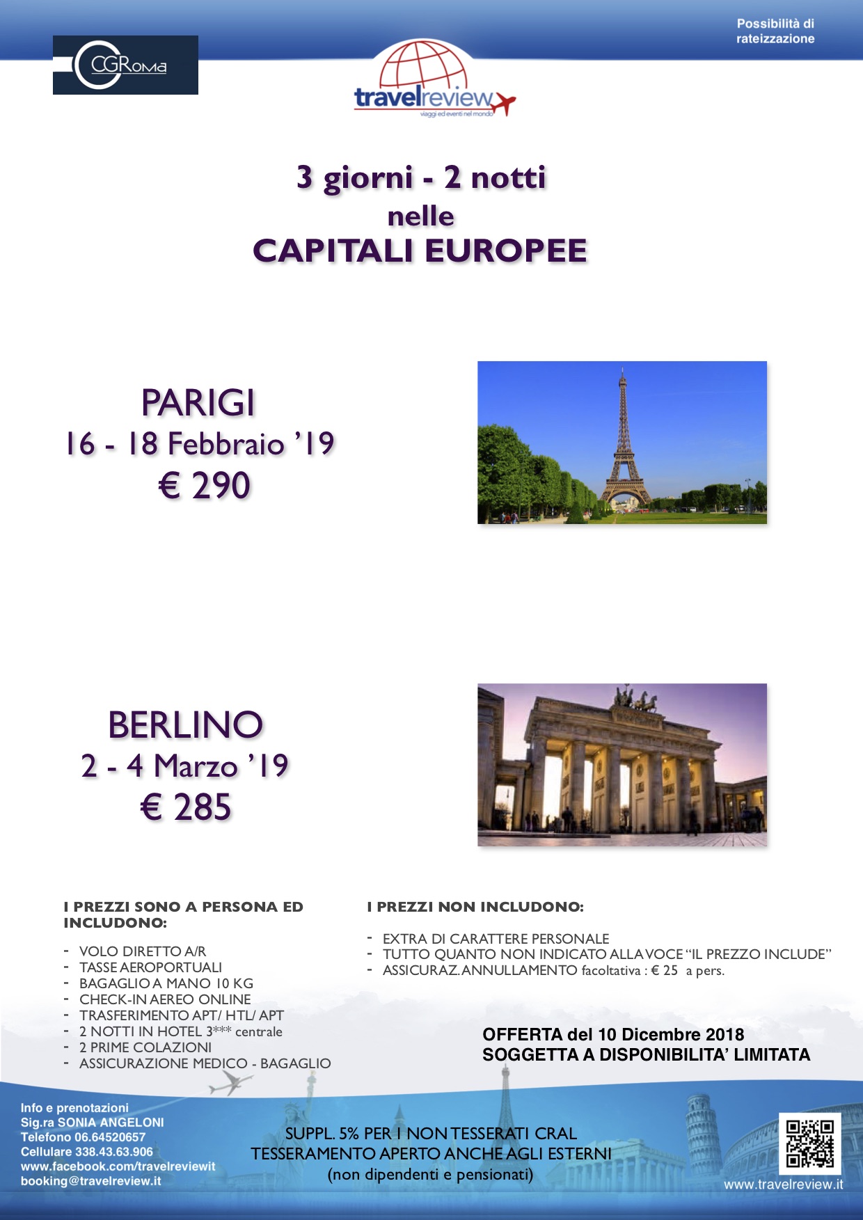 CAPITALI EUROPEE 2 notti CRAL CIGIRO