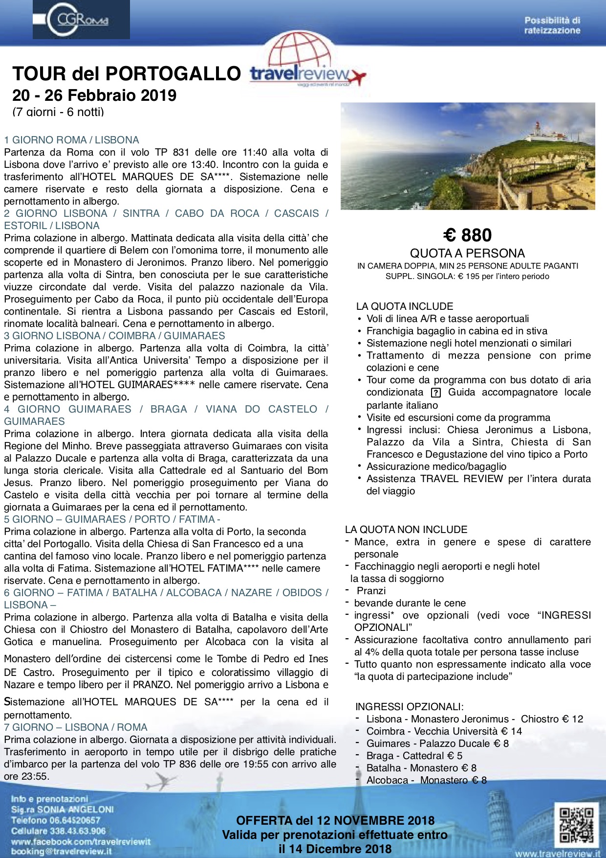 TOUR PORTOGALLO 20 26 FEBBRAIO 2019