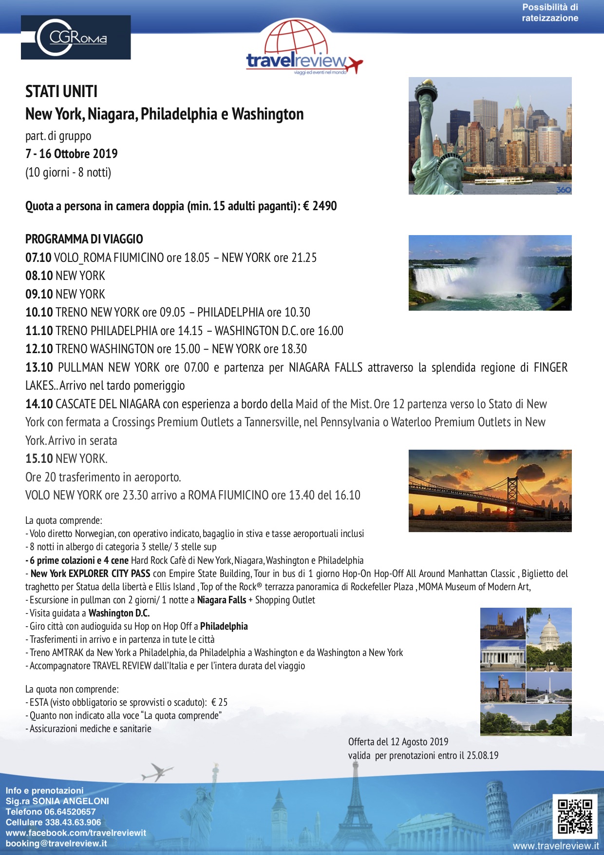 NEW YORK NIAGARA PHILADELPHIA E WASHINGTON PART DI GRUPPO cral CIGIRO