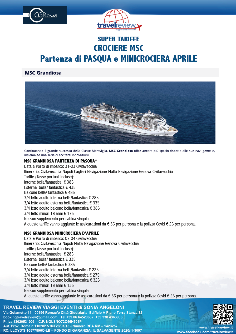 CROCIERE MSC PASQUA E APRILE cral cigiro
